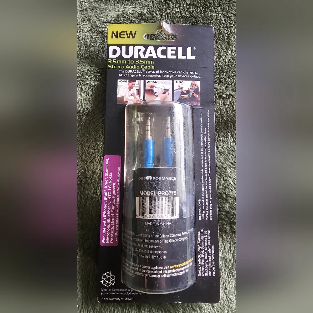 Duracell 3.5mm To 3.5mm Audio Cable - 10ft Tangle-Free Cord